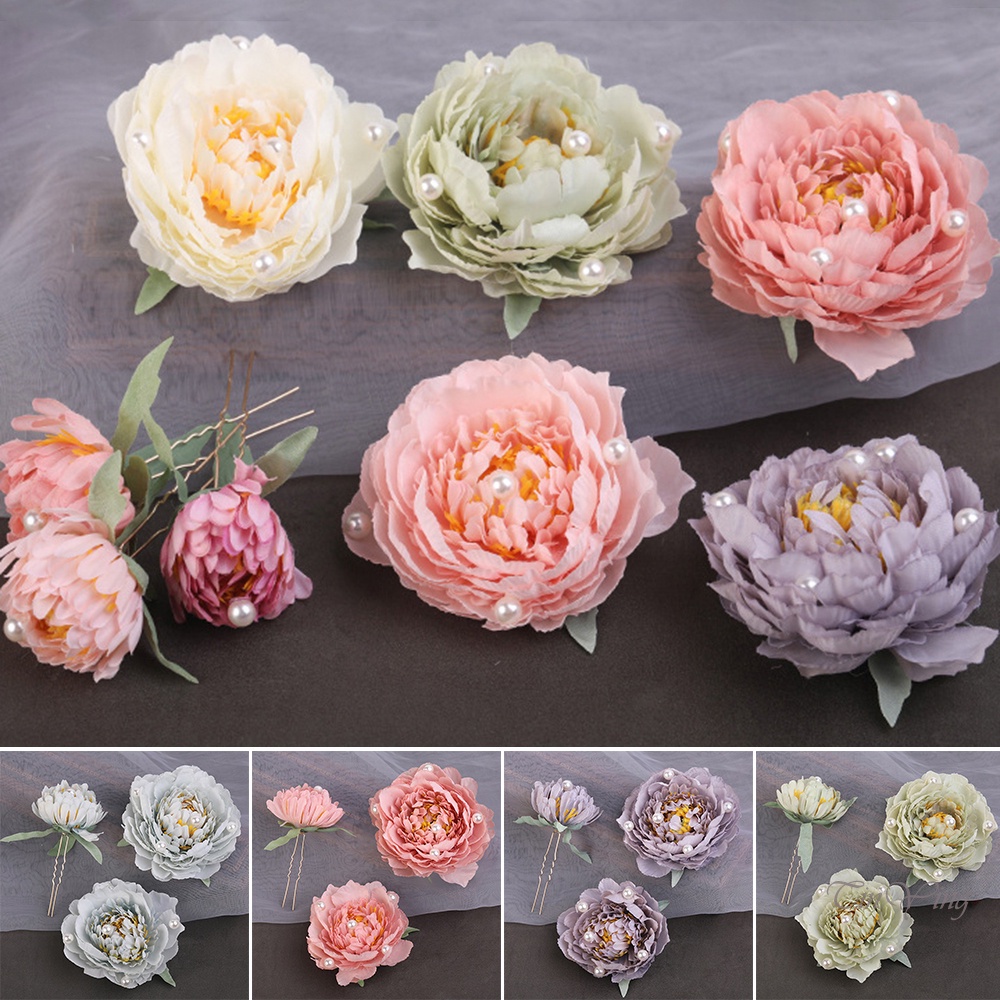 GETNOIVAS Bộ 3 Kẹp Tóc Hoa Lụa Thời Trang Cho Nữ