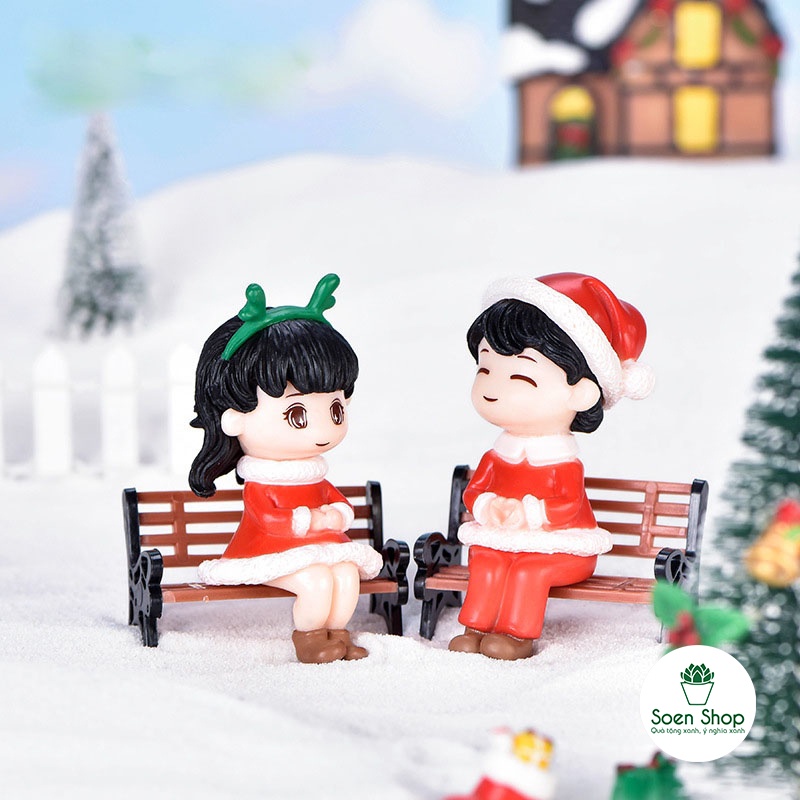 |FREESHIP| Phụ kiện CẶP ĐÔI NOEL trang trí Noel, Giáng sinh- Phụ kiện trang trí bàn làm việc, mô hình tiểu cảnh