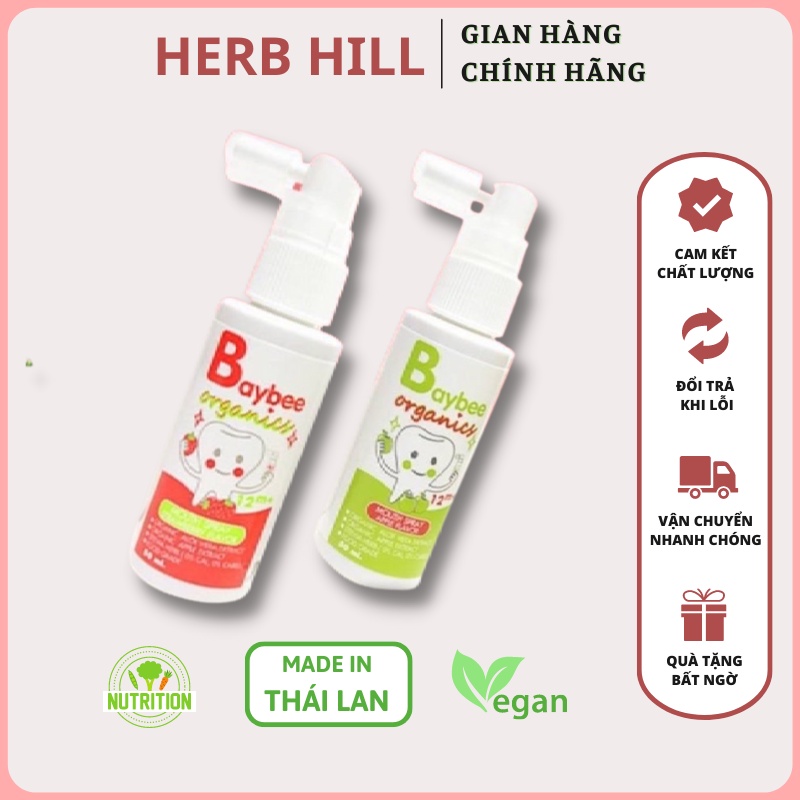 Xịt Chống Sâu Răng Hữu Cơ Baybee Organic 50ml Vị Dâu/ Táo