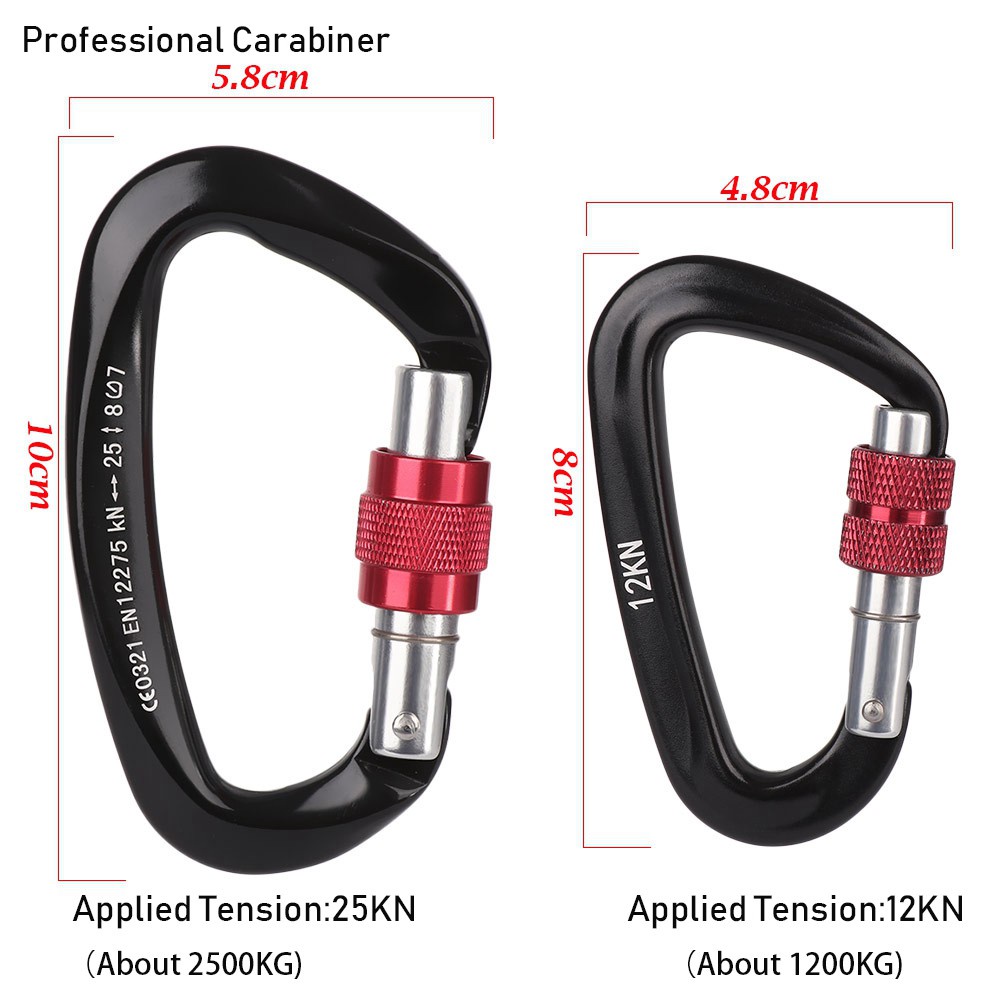 Móc khóa leo núi bảo vệ an toàn hình chữ D 12 / 25 KN bằng nhôm nhiều màu cao cấp