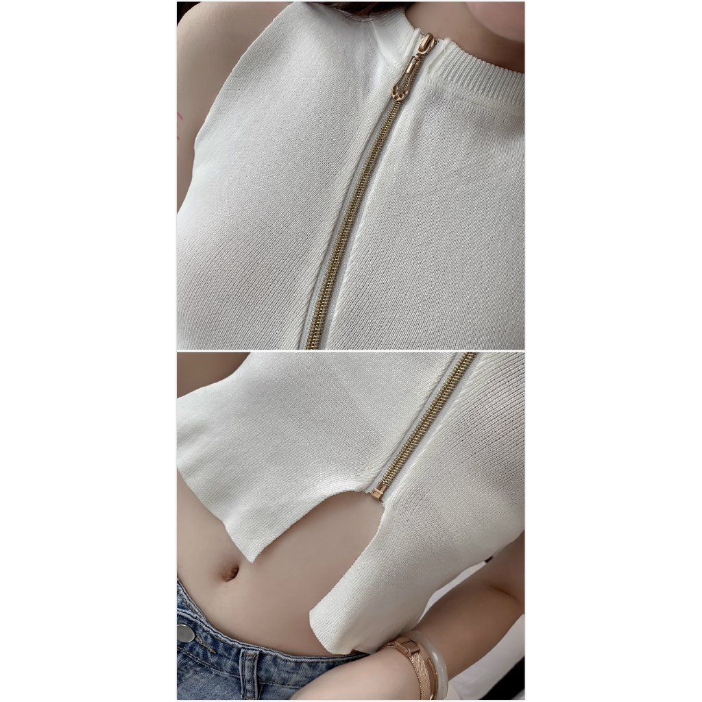 Áo lửng không tay khóa kéo phong cách quyến rũ dành cho nữ | BigBuy360 - bigbuy360.vn