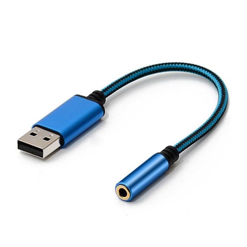 Card Âm Thanh Chuyển Đổi Cổng Usb Sang 3.5mm Cho Pc / Laptop / Ps4 / Mac 0.6 Feet / Blue