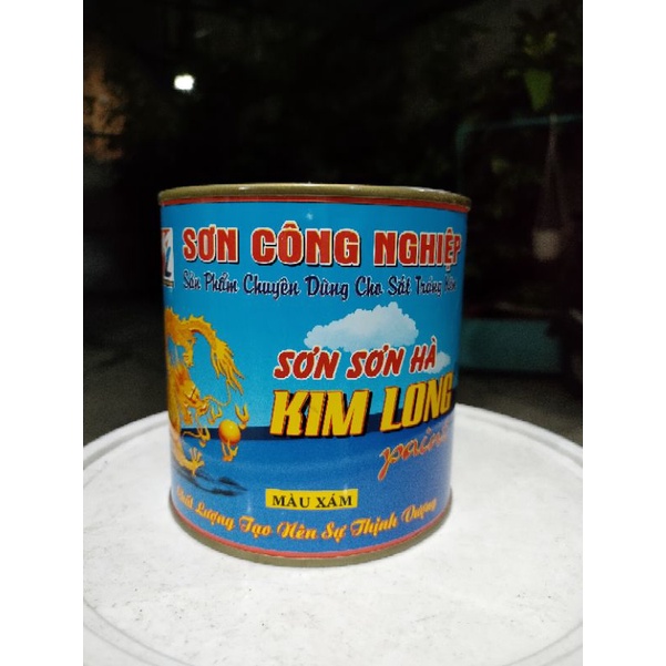 Sơn công nghiệp hiệu Kim Long màu xám paint chuyên dùng cho sắt tráng mạ kẽm mau khô 1 Lít (1kg)