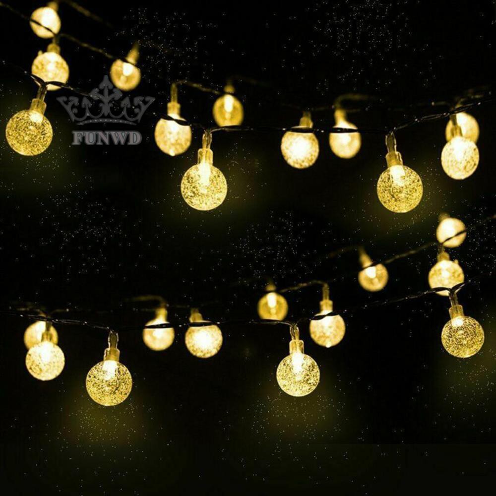 Dây Đèn Led 30 Bóng Hình Cầu Năng Lượng Mặt Trời Chống Thấm Nước Trang Trí Sân Vườn