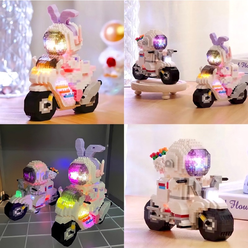 Lắp Ghép Phi Hành Gia Phát Sáng Đèn Led Motor Xe Đua