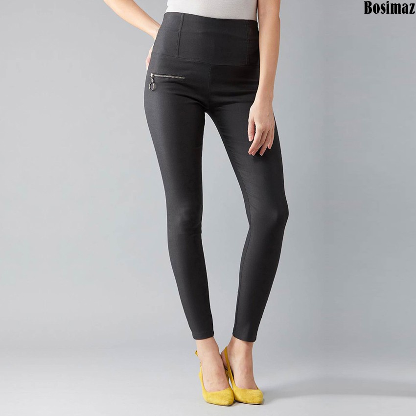 Quần Legging Nữ Bosimaz MS256 dài túi sau màu xám có khóa kéo bên phải, thun co giãn 4 chiều, vải đẹp dày, thoáng mát.