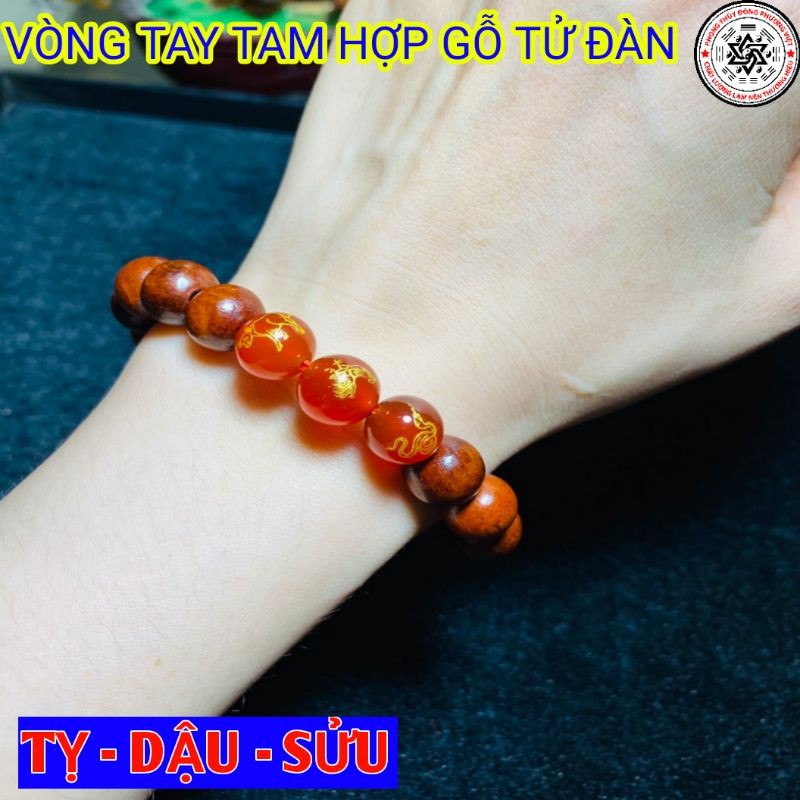 Vòng tam hợp TỴ - DẬU - SỬU gỗ tử đàn