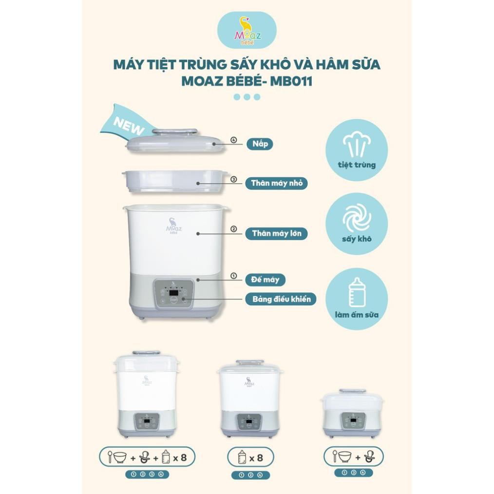 MOAZ BÉBÉ MB-011 Máy tiệt trùng hơi nước và sấy khô thông minh chính hãng