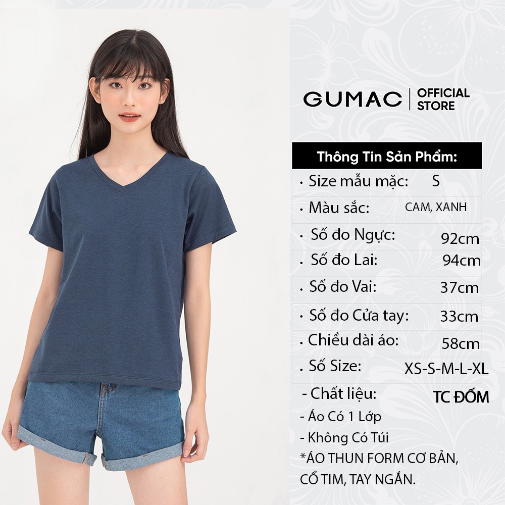 [Mã WABRGUM giảm 10% tối đa 30K đơn 99K] Áo thun nữ cổ tim cơ bản thời trang nữ GUMAC form basic năng động ATC04020