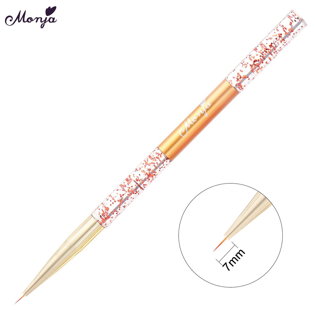 Monja 3 Pcs Nail Art Acrylic Liner Painting Brush French Lines Stripes Grid Pattern Drawing Pen 3D DIY Tips Manicure Tools