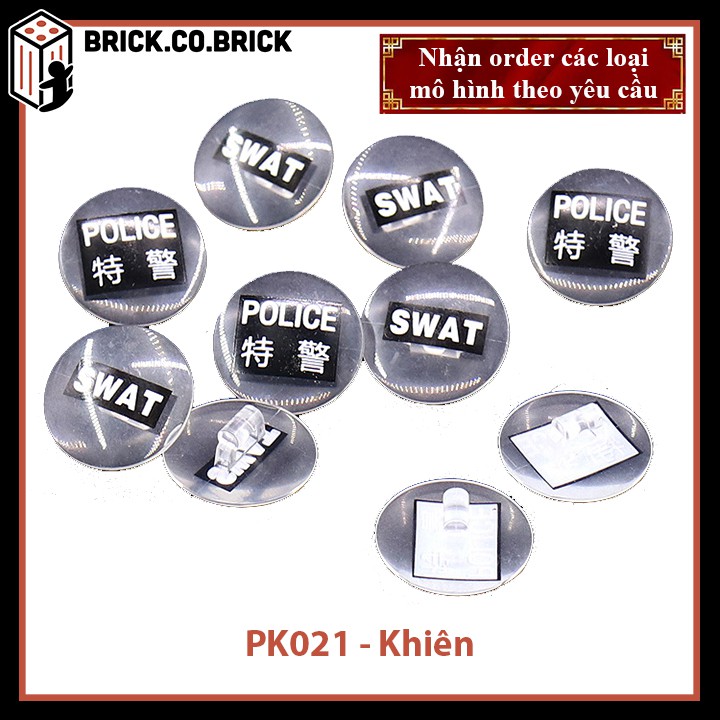 Phụ kiện MOC Army Khiên SWAT trắng Đồ chơi lắp ráp minifig mô hình sáng tạo trang trí quân đội PK021