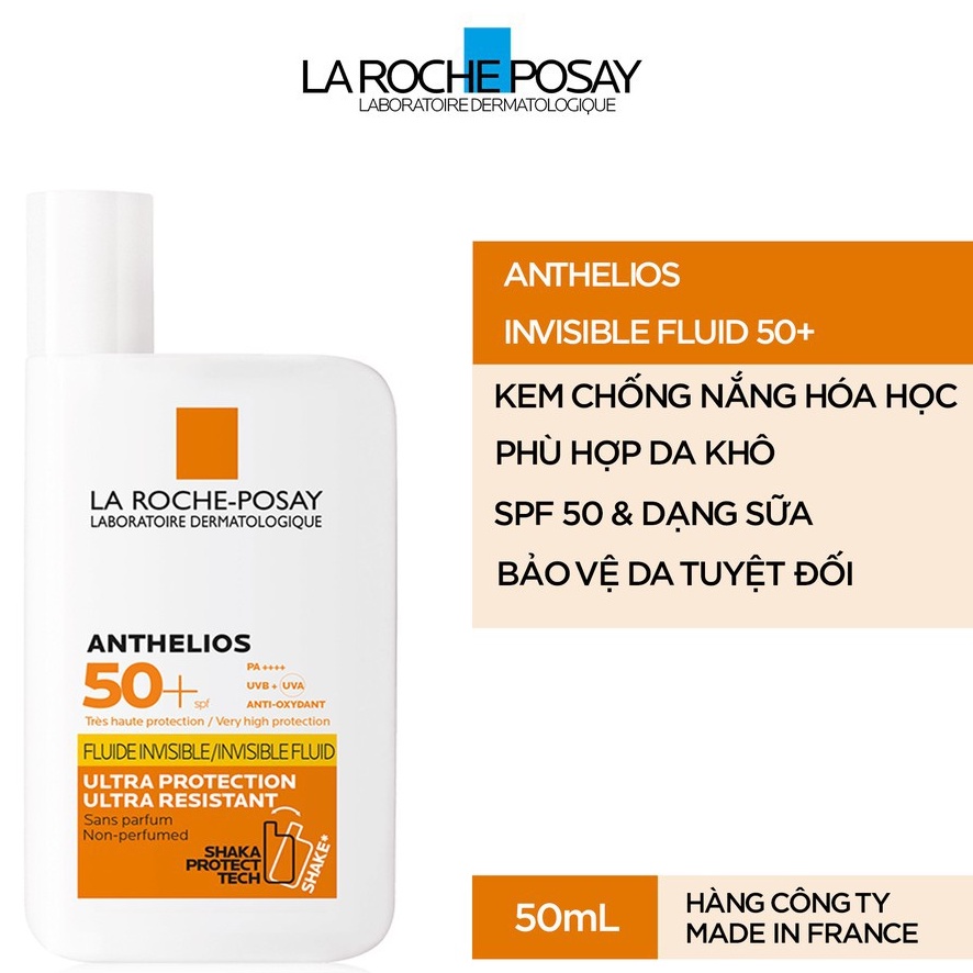Kem chống nắng da khô La Roche Posay - ANTHELIOS INVISIBLE FLUID SPF50+ ( 50mL ) | BigBuy360 - bigbuy360.vn