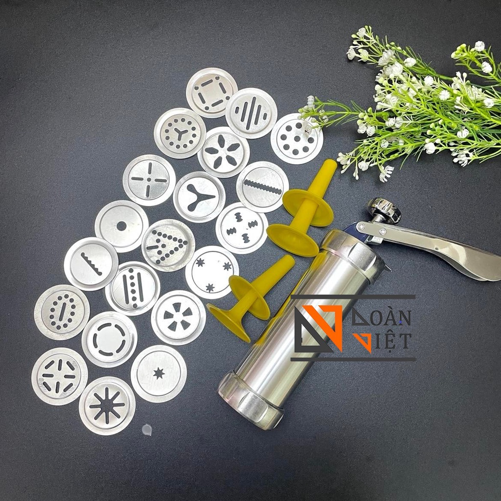 [TẾT] Dụng cụ tạo hình (SÚNG BẮN ) BÁNH COOKIES, KHUÔN NHẤN BÁNH QUY - INOX. Dụng cụ làm bánh chuyên nghiệp