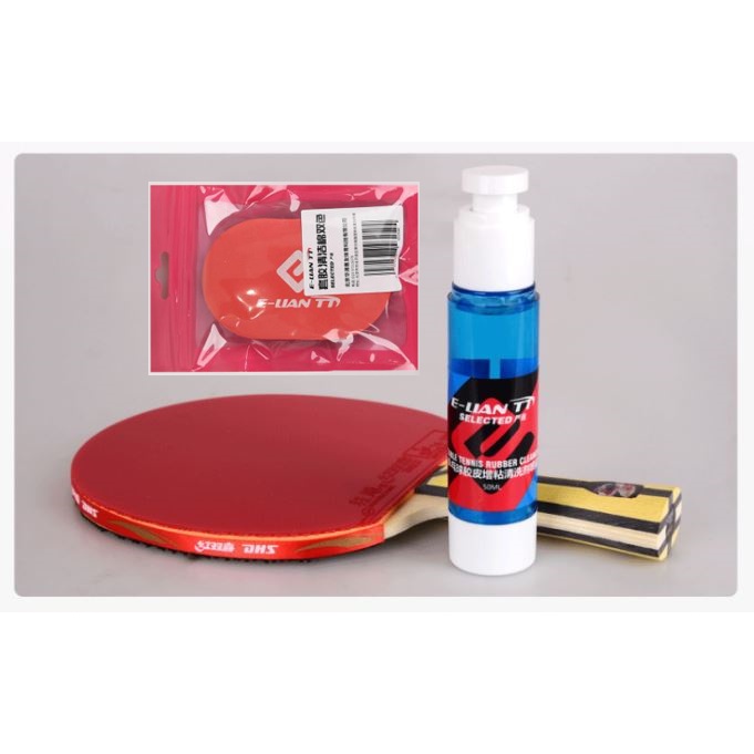Combo Mút lau mặt vợt bóng bàn Winion đỏ đen và chai xịt phục hồi mặt vợt