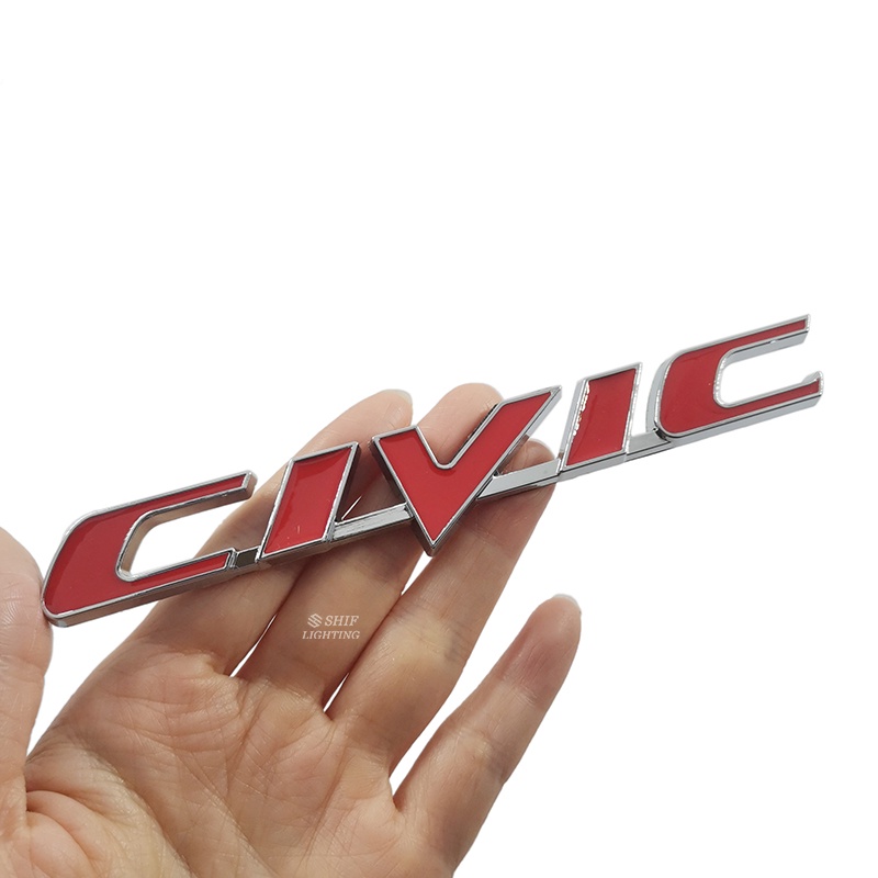 1 x Miếng Dán Logo CIVIC Bằng Kim Loại Trang Trí Cốp Sau Xe Hơi HONDA