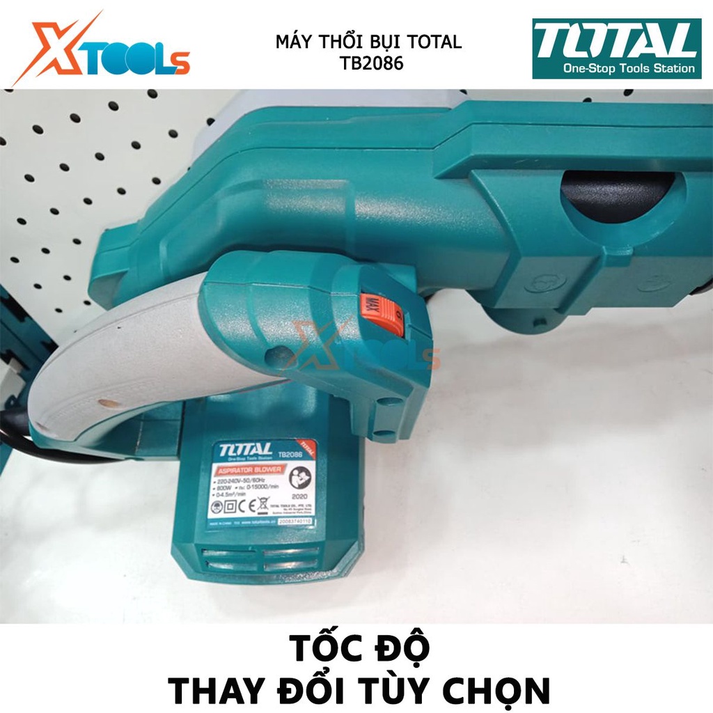 Máy thổi bụi TOTAL TB2086 | máy thổi lá công suất 800W tốc độ không tải 0-15000rpm lượng thổi tối đa 0-4.5m³/phút