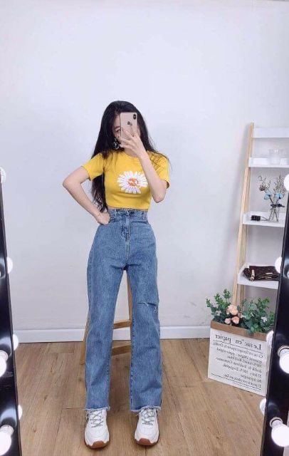 Áo Croptop in Hoa CT cotton Co giãn, thấm hút mồ hồi