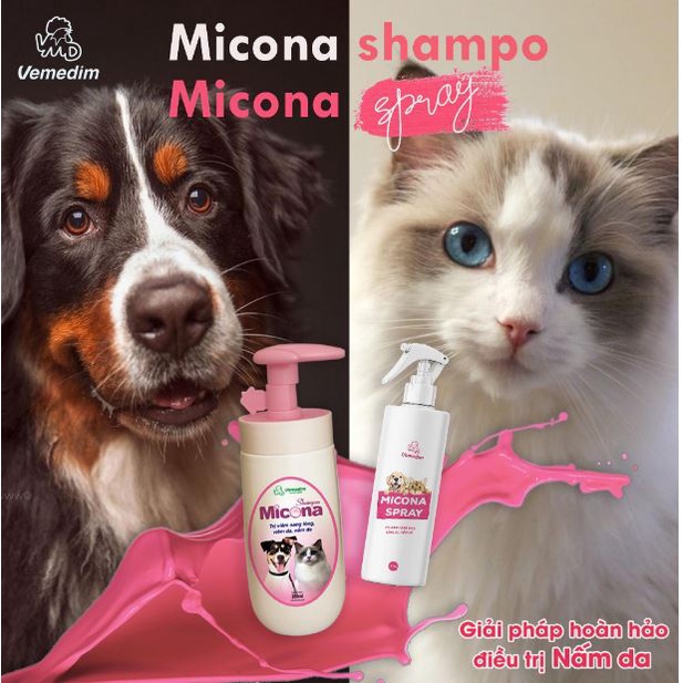 Sữa Tắm Chó Mèo Micona 200ml Nấm Da, Viêmm Nang Lông, Viêmm Da