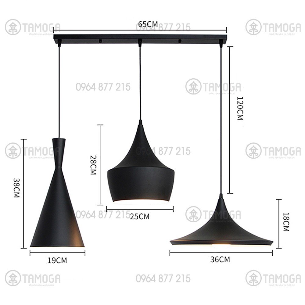 Chao đèn thả trần kiểu dáng Bắc Âu A-B-C  DT 5003