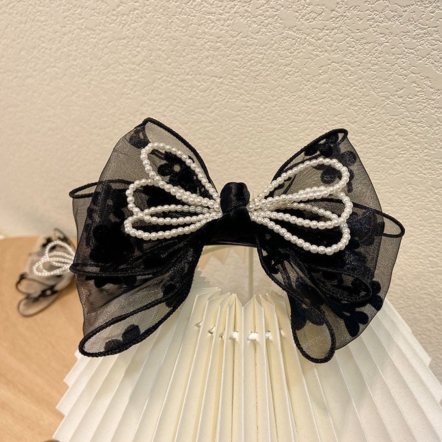 Kẹp Tóc Hình Nơ Đính Ngọc Trai Dễ Thương Cho Nữ