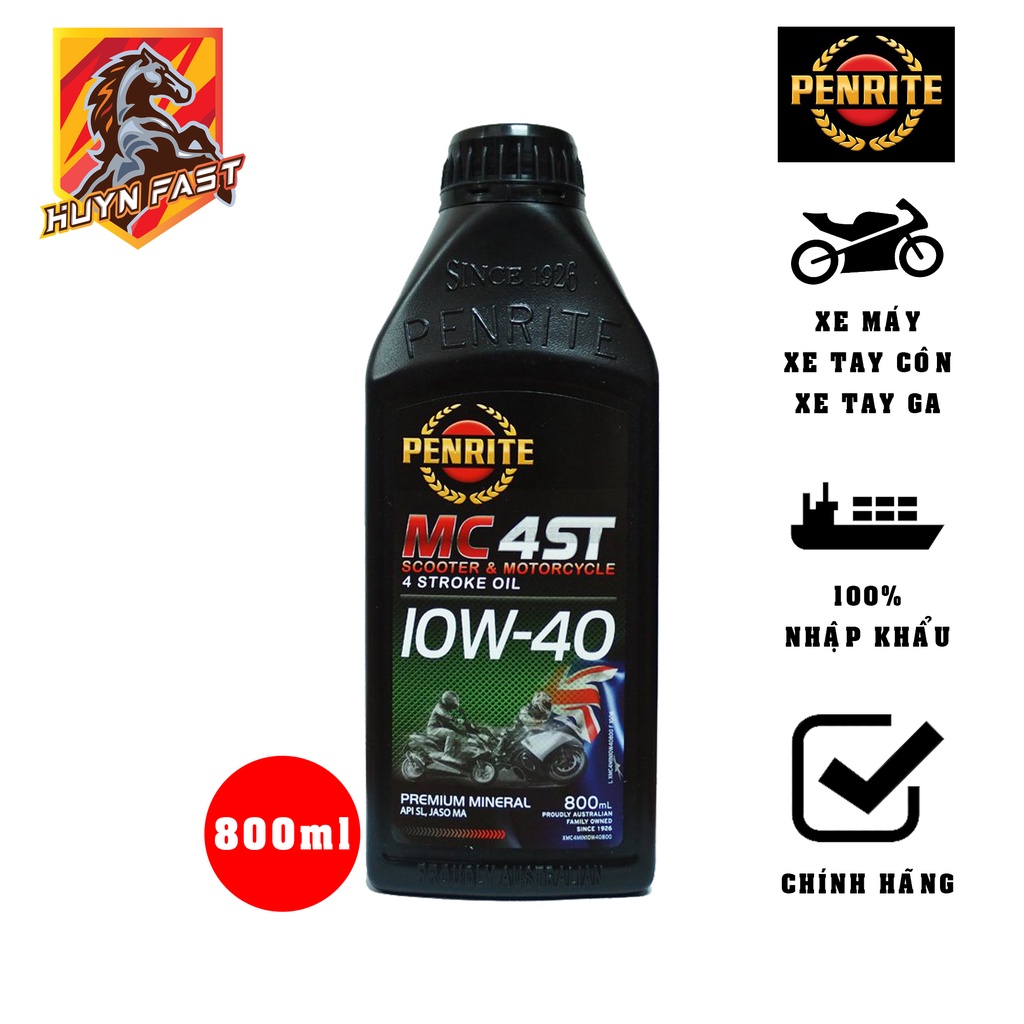 Dầu Nhớt PENRITE MC 4ST 10W40 – PREMIUM (Chai 800ml)