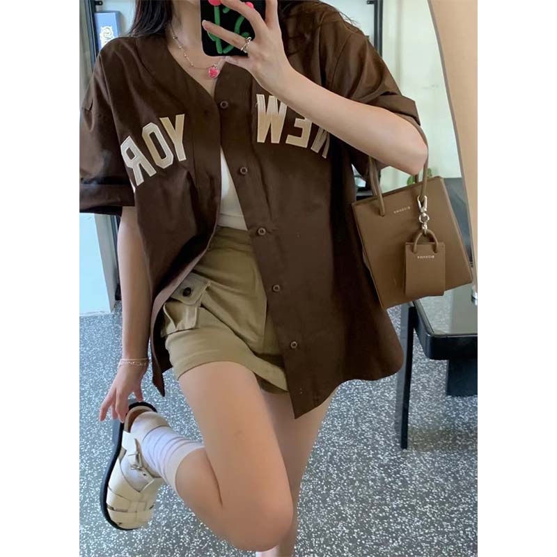 ﹍✥Áo Sơ Mi Tay Ngắn Phong Cách Retro Dành Cho Nữ