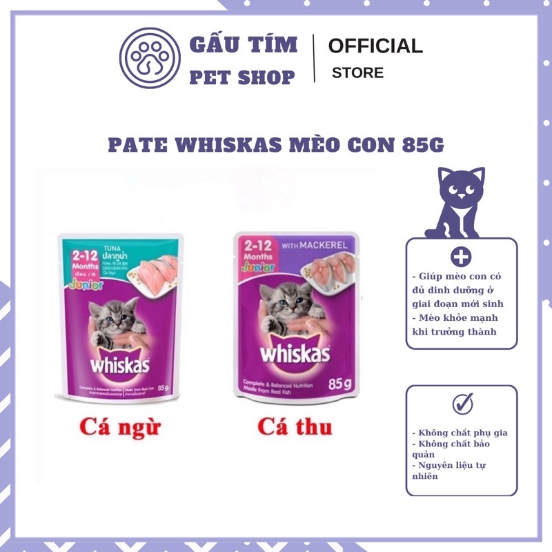 Pate Whiskas mèo con whiskat junior 80g