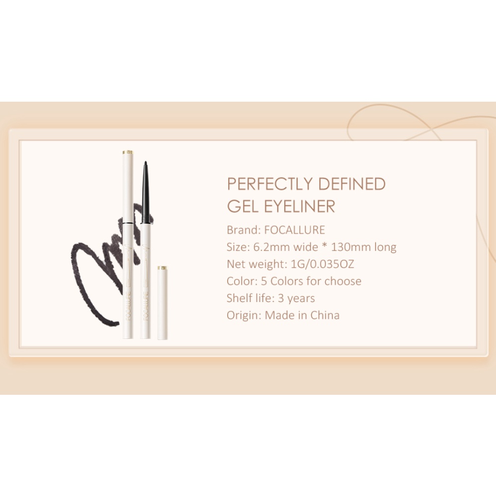 Bút kẻ mắt Focallure 1.7mm chống thấm nước lâu trôi không nhòe tùy chọn màu sắc