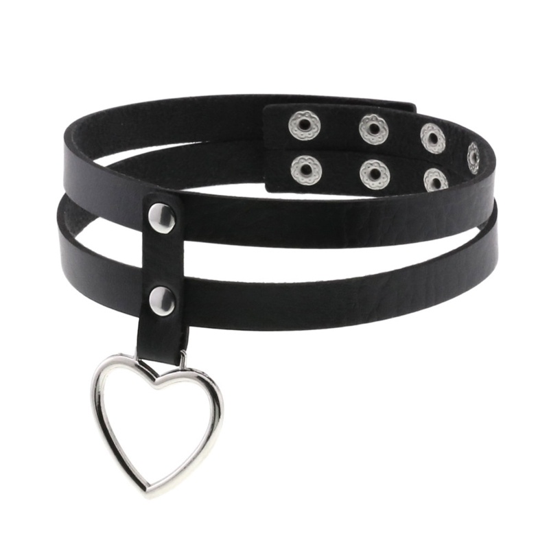 Vòng Cổ Choker Da PU Mặt Hình Trái Tim Phong Cách Gothic Punk Dành Cho Nữ