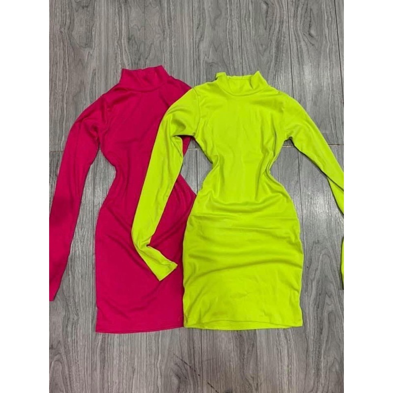 🌺 Đầm Body Tay Dài Cổ Lọ Xỏ Ngón 3P Chất Thun Bozip 🍃 | BigBuy360 - bigbuy360.vn