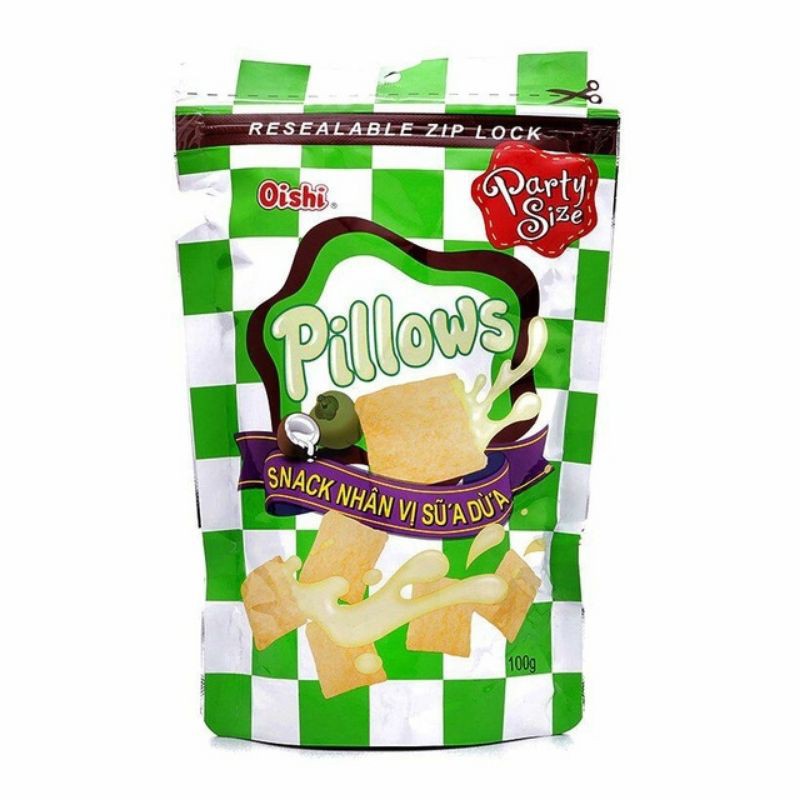 bánh snack sữa pillows vị socola và sữa dừa