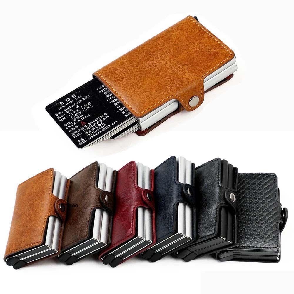 Ví Da Đựng Tiền Xu RFID Hai Ngăn Đa Năng Chống Thấm Nước Bằng Hợp Kim Nhôm