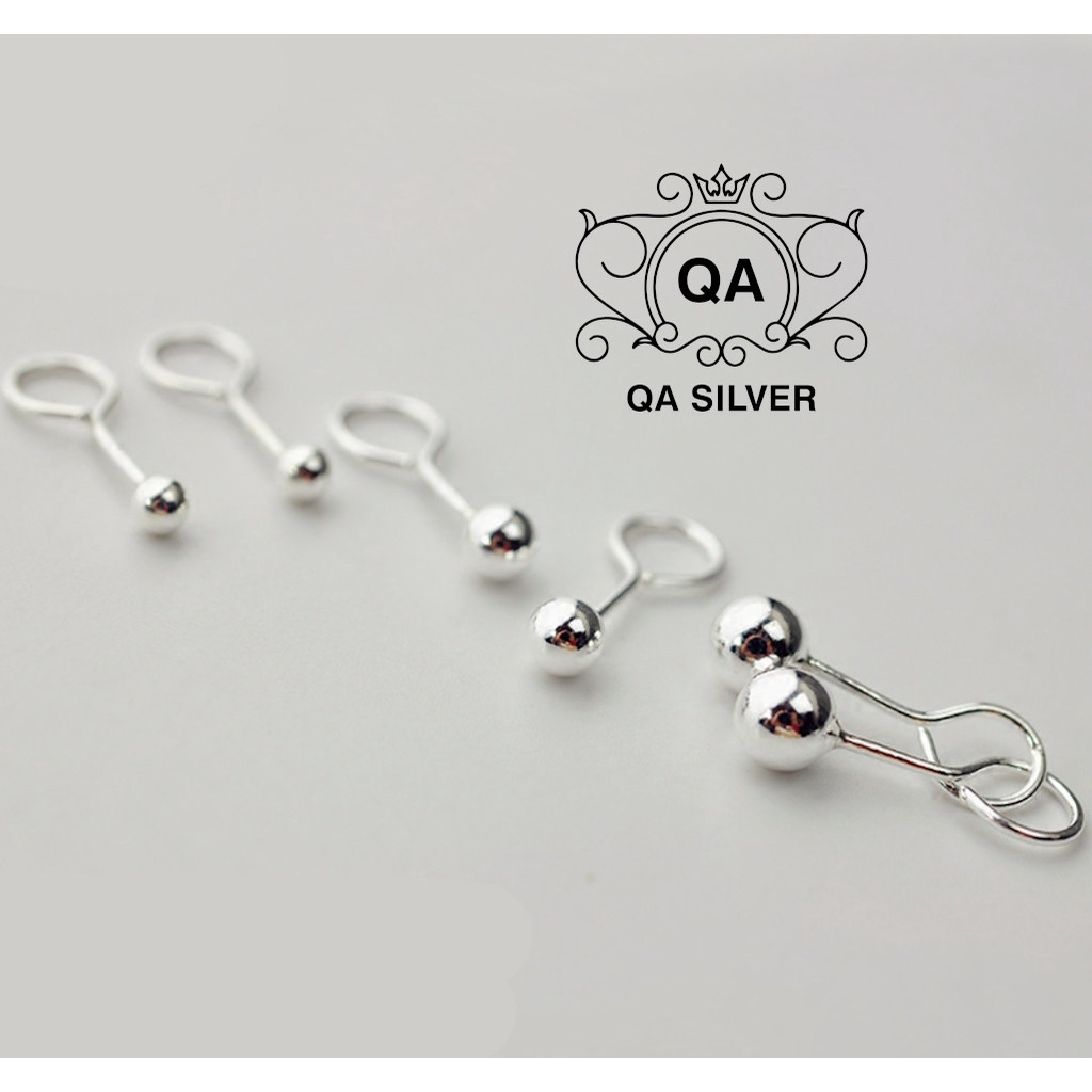 Bông tai bạc 925 nụ tròn khuyên nam nữ đuôi chốt móc S925 MINIMAL Silver Earrings QA SILVER EA200904