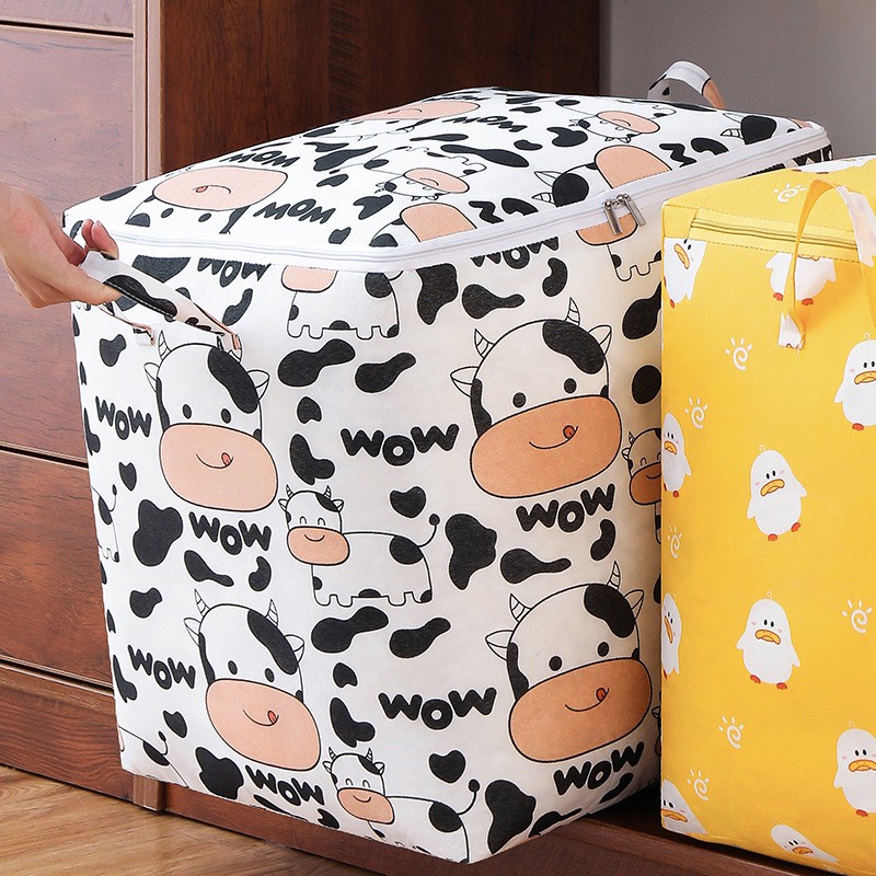 Túi đựng quần áo chăn màn ga gối cỡ lớn có khóa kéo 100L hoạ tiết dễ thương
