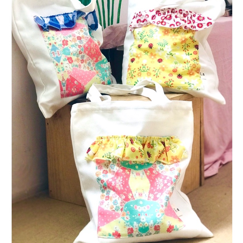 Túi tote vải canvas có khóa kéo và túi nhỏ