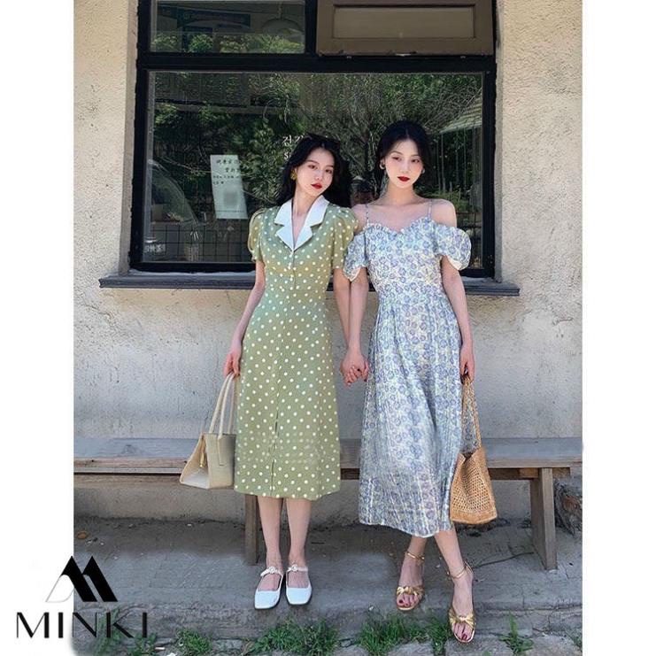 [TTTK] ĐẦM XANH CHẤM BI CỔ ĐIỂN - CHẤT LIỆU CAO CẤP - MÀU XANH BƠ CHẤM BI | BigBuy360 - bigbuy360.vn