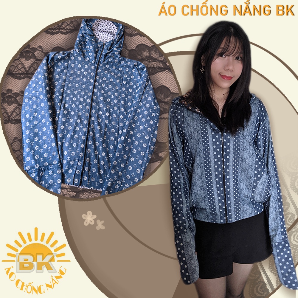 Áo Chống Nắng Vải Bò 2 Mặt 100% Cotton chống tia UV Hàng Tốt - Kèm 2 Khẩu Trang