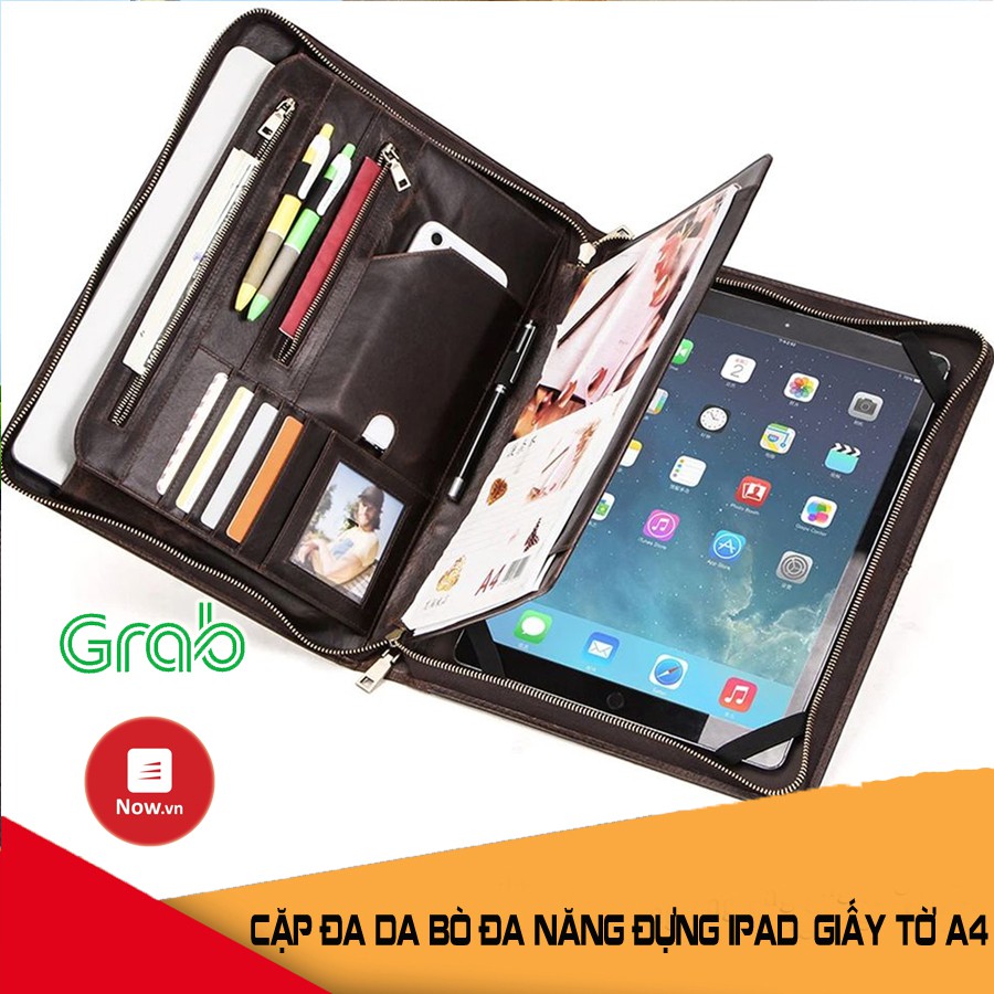 Cặp đa năng da bò nguyên tấm đựng macbook