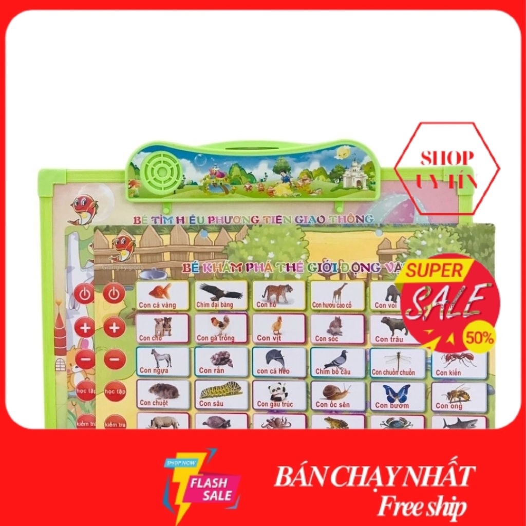 Bảng Học Điện Tử, Học Chữ Cái, Học 9 CHỦ ĐỀ Cho Bé Thông Minh (5 Tờ)