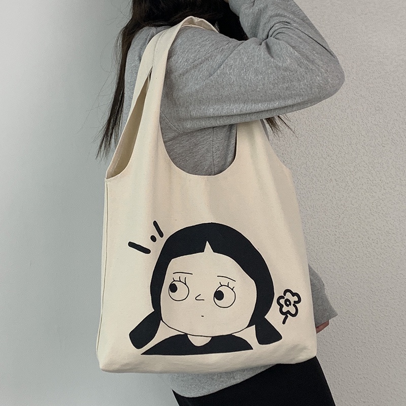 Túi xách canvas iELGY cỡ lớn phong cách Hàn Quốc đơn giản