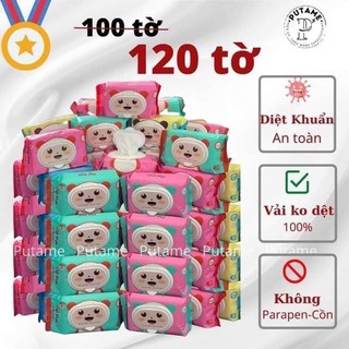 Khăn ướt , giấy ướt không mùi an toàn cho bé big size 120 tờ