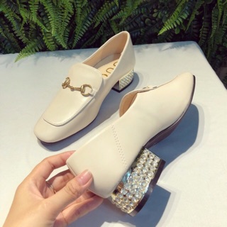 Sale size 35 giày da mờ gót đá hàng quảng châu
