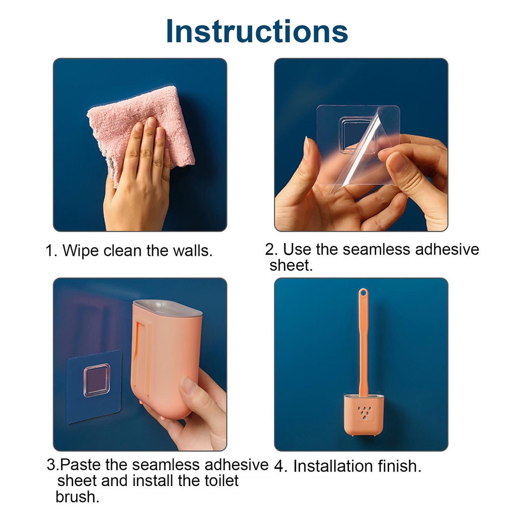 PISTA Giá Đỡ Bàn Chải Vệ Sinh Toilet Gắn Tường Kèm Nắp Đậy Bằng Silicone Tiện Lợi
