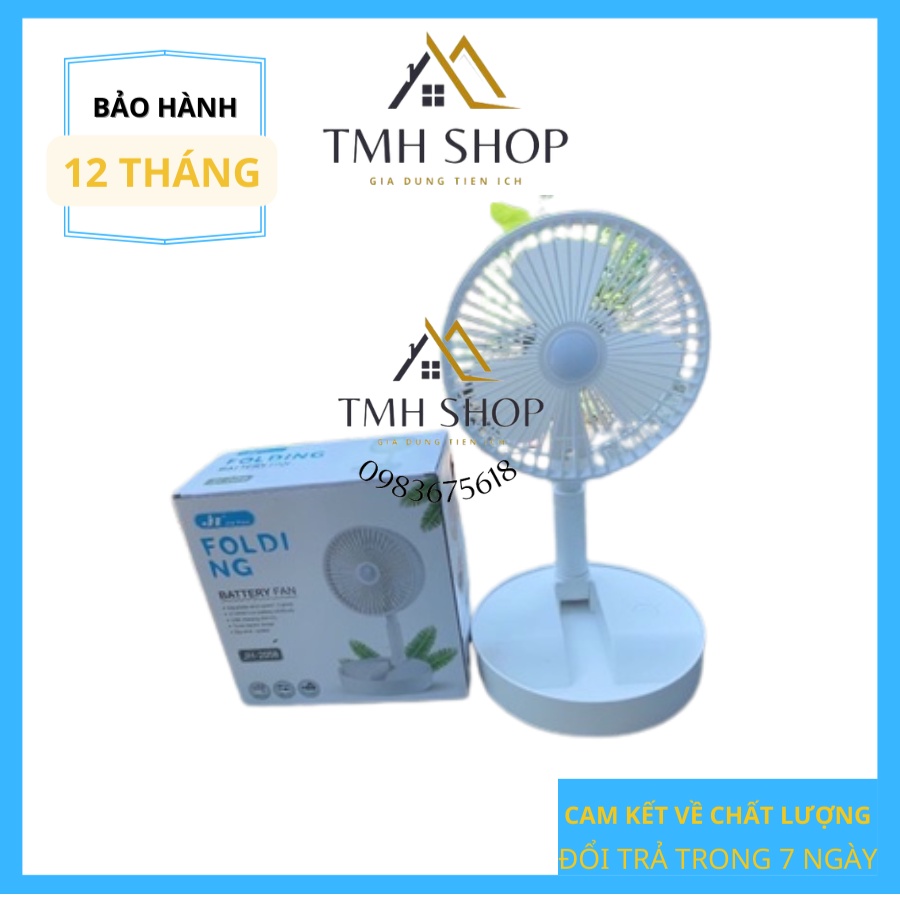 Quạt Tích Điện Mini Cầm Tay Để Bàn FOLDING BATTERY FAN JH-2058 dùng liên tục 4-8h