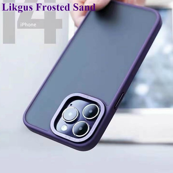 Ốp lưng cứng nhám viền dẻo mầu cho phone 14 Pro Max , 14 Plus chính hãng Likgus Frosted Sand Crystal