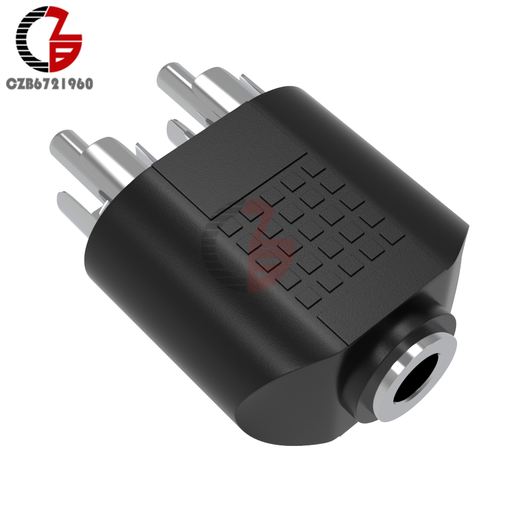 Silver 3.5mm Female to 2 RCA MALE Stereo Audio Adapter Connector Convertor Sound Voice Jack Socket Plug | BigBuy360 - bigbuy360.vn