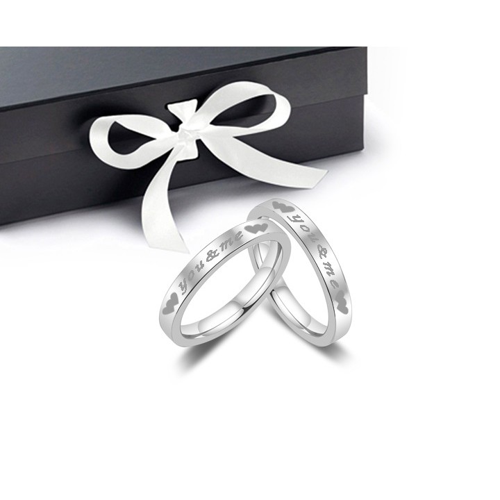 1 CHIẾC Nhẫn cặp inox you and me đính hột thời trang, Nhẫn đôi tình nhân