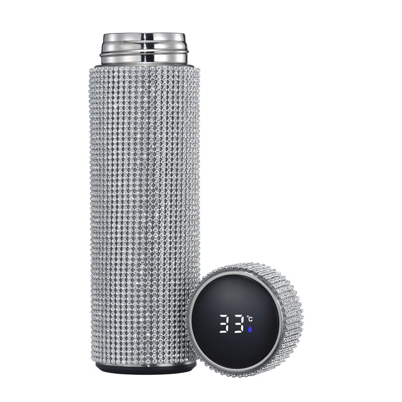 Creative Diamond Thermos Bottle Water Bottle Stainless Steel Smart Temperature Display Vacuum Flask Mug Gift for Men Women