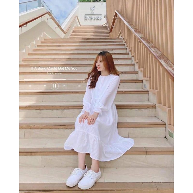 Váy bánh bèo trắng 💖Freeship💖 Đầm bánh bèo trắng dáng suông phong cách tiểu thư siêu đáng yêu - Maze House | BigBuy360 - bigbuy360.vn