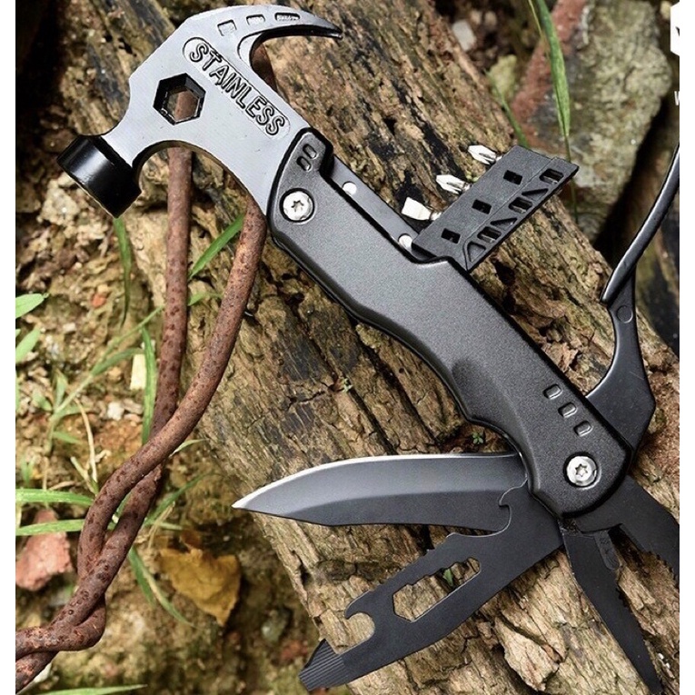 Búa kìm sinh tồn 14 tính năng trong 1 bằng thép không gỉ gấp gọn kèm đèn led